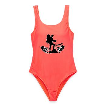Wanderer Outline - Women's Swimsuit - coral - Front - AI Model Female 172 light (172cm)