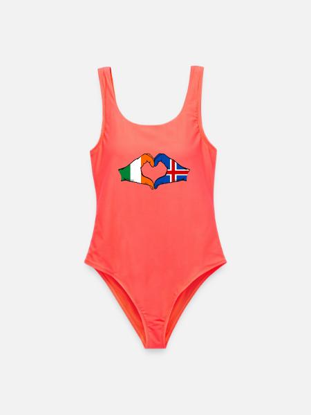 Irland Island Flagge Hände Herzform - Frauen Badeanzug - Korallenrot