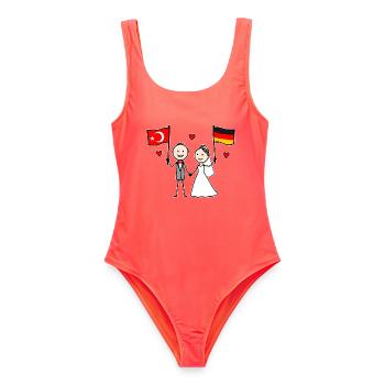 Wedding Couple Turkey Germany Flag - Women's Swimsuit - coral - Front - AI Model Female 172 light (172cm)