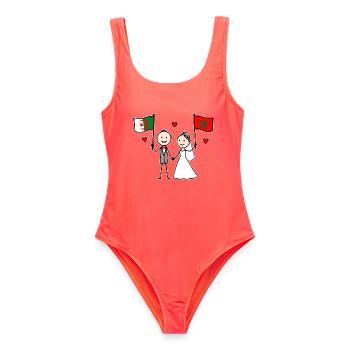 Wedding Couple Algeria Morocco Flag - Women's Swimsuit - coral - Front - AI Model Female 172 light (172cm)