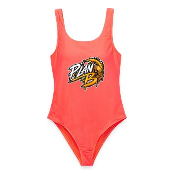 Plan B Bitcoin - Frauen Badeanzug - Korallenrot - Vorne - AI Model Female 172 light (172cm)