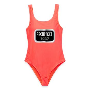 Architekt 2027 - Frauen Badeanzug - Korallenrot - Vorne - AI Model Female 172 light (172cm)