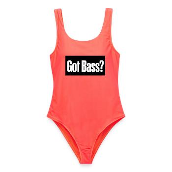 Hast du Bass? - Frauen Badeanzug - Korallenrot - Vorne - AI Model Female 172 light (172cm)