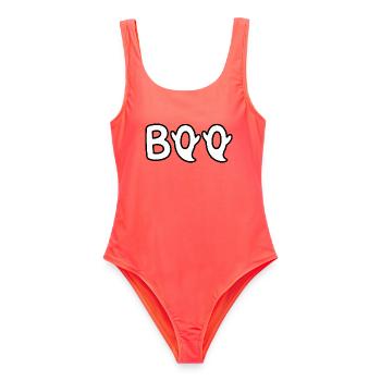BOO Geister  - Frauen Badeanzug - Korallenrot - Vorne - AI Model Female 172 light (172cm)