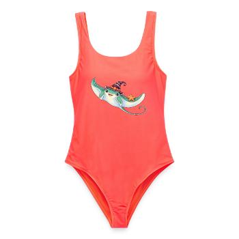 Mantarochen mit Muschelhexenhut - Frauen Badeanzug - Korallenrot - Vorne - AI Model Female 172 light (172cm)