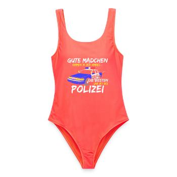 Beste Mädchen Sind Bei Der Polizei Polizistin - Frauen Badeanzug - Korallenrot - Vorne - AI Model Female 172 light (172cm)