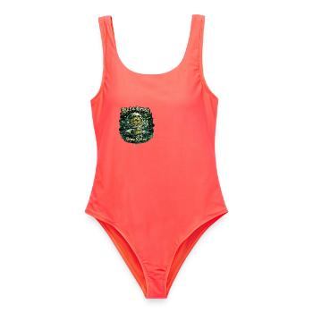 Cosmo-Kumpel im Weltraumanzug - Frauen Badeanzug - Korallenrot - Vorne - AI Model Female 172 light (172cm)
