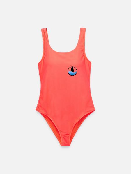 Surfwave I (black) - Frauen Badeanzug - Korallenrot