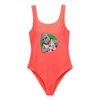 Freundlicher Ritter - Frauen Badeanzug - Korallenrot - Vorne - AI Model Female 172 light (172cm)