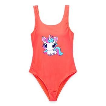 Licorne kawaii mignonne - Maillot de bain femme - corail - Devant - AI Model Female 172 light (172cm)