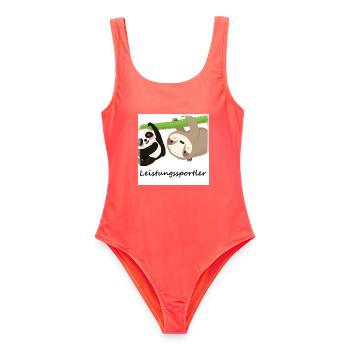 Panda und Faultier hängen ab - Leistungssportler - Frauen Badeanzug - Korallenrot - Vorne - AI Model Female 172 light (172cm)