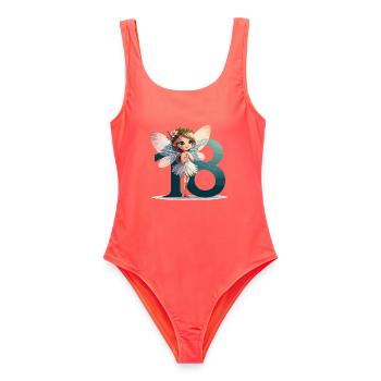 18 Jahre Fee Elfe süß Geburtstag Geschenk - Frauen Badeanzug - Korallenrot - Vorne - AI Model Female 172 light (172cm)