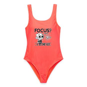 Focus? I Had It – ADHD Focus Humor - Women's Swimsuit - coral - Front - AI Model Female 172 light (172cm)