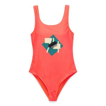74 Series – Retro Logic Chip V2 - Frauen Badeanzug - Korallenrot - Vorne - AI Model Female 172 light (172cm)