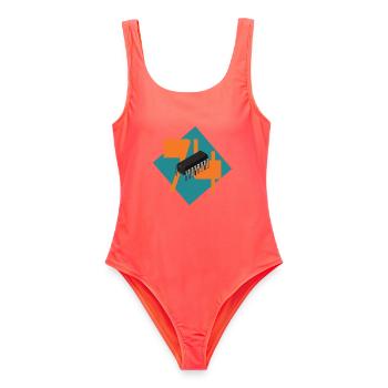 74 Series – Retro Logic Chip V3 - Frauen Badeanzug - Korallenrot - Vorne - AI Model Female 172 light (172cm)