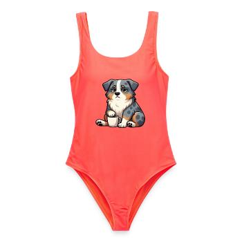 Australian Shepherd Aussie Aussiebesitzer Aussies - Frauen Badeanzug - Korallenrot - Vorne - AI Model Female 172 light (172cm)