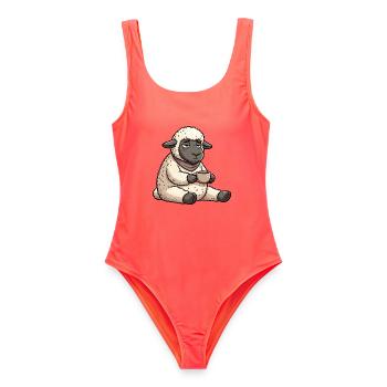 Schaf Schafe Schäfer Schafhalter Schafbock - Frauen Badeanzug - Korallenrot - Vorne - AI Model Female 172 light (172cm)
