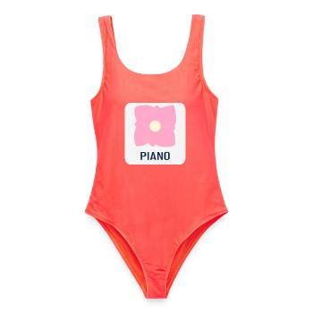 Plan - Frauen Badeanzug - Korallenrot - Vorne - AI Model Female 172 light (172cm)