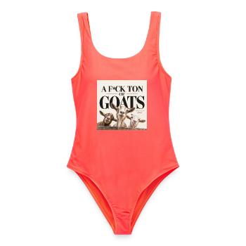 Af-cktonofgoats - Frauen Badeanzug - Korallenrot - Vorne - AI Model Female 172 light (172cm)