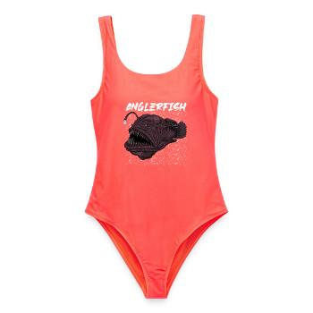 Tiefsee Monster - Anglerfisch - Frauen Badeanzug - Korallenrot - Vorne - AI Model Female 172 light (172cm)