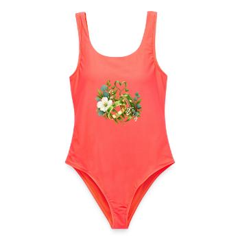 Grünehochzeit , Grünes Liebesband Hochzeitsdesign - Frauen Badeanzug - Korallenrot - Vorne - AI Model Female 172 light (172cm)