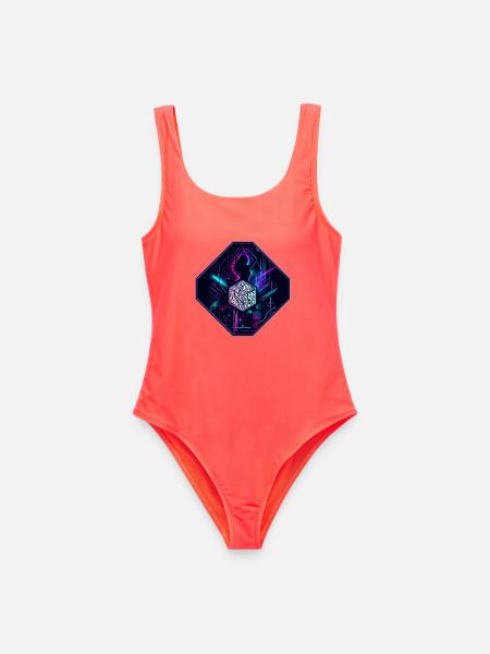 Dance Party Disco Neon – Techno Dance Vibes - Frauen Badeanzug - Korallenrot