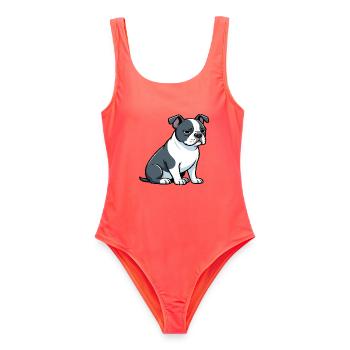 Boston Terrier Boston terrier besitzer Bostie - Frauen Badeanzug - Korallenrot - Vorne - AI Model Female 172 light (172cm)