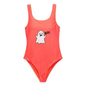 Alberner Geist Buh! - Frauen Badeanzug - Korallenrot - Vorne - AI Model Female 172 light (172cm)