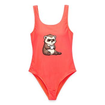 Frettchen Frettchenhalter Frettchenbesitzer - Frauen Badeanzug - Korallenrot - Vorne - AI Model Female 172 light (172cm)