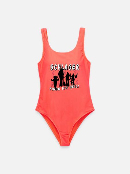 Schlager Liebe Shirt: Finde Ich Geil - Frauen Badeanzug - Korallenrot