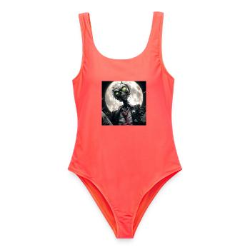 Morts-vivants au clair de lune – Zombie sous la pleine lune - Maillot de bain femme - corail - Devant - AI Model Female 172 light (172cm)