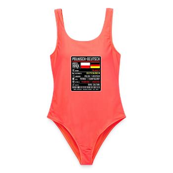 Polnisch Deutsch zwischen zwei Kulturen 199x - Frauen Badeanzug - Korallenrot - Vorne - AI Model Female 172 light (172cm)