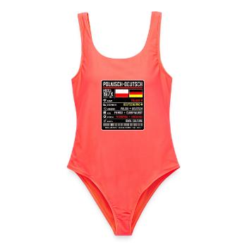 Polnisch Deutsch zwischen zwei Kulturen 197x - Frauen Badeanzug - Korallenrot - Vorne - AI Model Female 172 light (172cm)