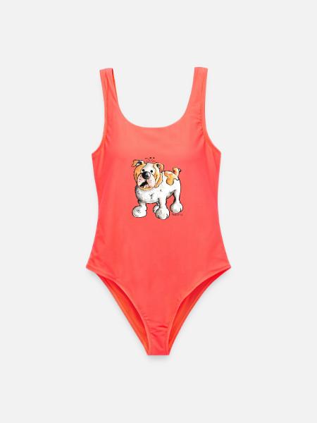 Englische Bulldogge - Frauen Badeanzug - Korallenrot