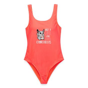 Chinchilla Liebhaberin Shirt - Frauen Badeanzug - Korallenrot - Vorne - AI Model Female 172 light (172cm)