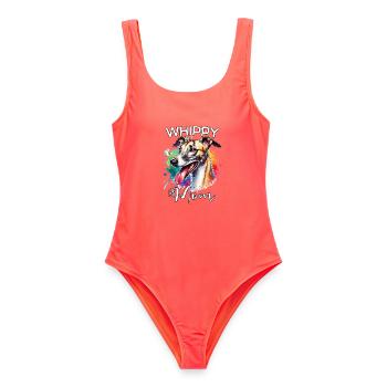 Windhund Mama - Frauen Badeanzug - Korallenrot - Vorne - AI Model Female 172 light (172cm)