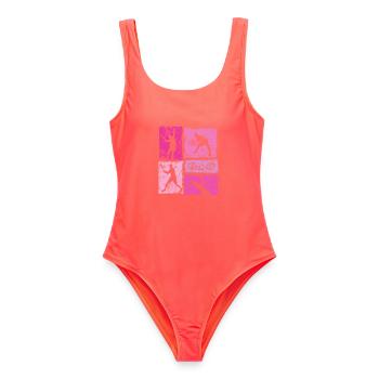 Retro Tennis Mix für Frauen und Mädchen - Frauen Badeanzug - Korallenrot - Vorne - AI Model Female 172 light (172cm)