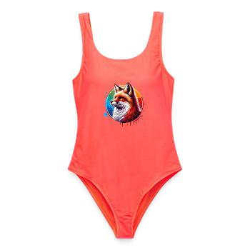 Rotfuchs Fuchs Fox - Frauen Badeanzug - Korallenrot - Vorne - AI Model Female 172 light (172cm)