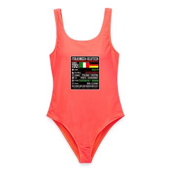Deutschitaliener - zwischen zwei Kulturen 200x - Frauen Badeanzug - Korallenrot - Vorne - AI Model Female 172 light (172cm)