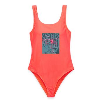 Rot Weißer Oktopus - Frauen Badeanzug - Korallenrot - Vorne - AI Model Female 172 light (172cm)