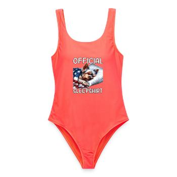 Yorkshire Terrier US Schlafshirt - Frauen Badeanzug - Korallenrot - Vorne - AI Model Female 172 light (172cm)