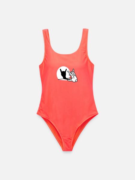 Kaninche Ombre Hand ROCK Musique HARD ROCK Fan - Maillot de bain femme - corail