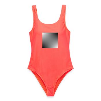 grauer Hintergrund Textur Vorlage personalisieren - Frauen Badeanzug - Korallenrot - Vorne - AI Model Female 172 light (172cm)
