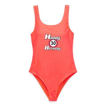 30.Anniversaire , Joyeux anniversaire 30 (25) - Maillot de bain femme - corail - Devant - AI Model Female 172 light (172cm)