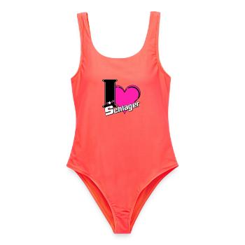 Schlager Party , Schlager Musique , Schlager Love - Maillot de bain femme - corail - Devant - AI Model Female 172 light (172cm)