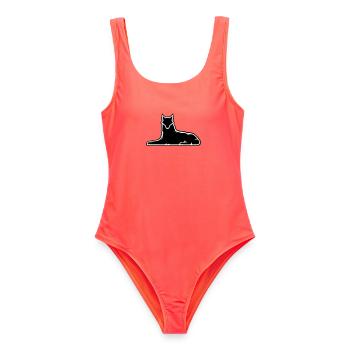 Minimalist Wolf Silhouette Design - Women's Swimsuit - coral - Front - AI Model Female 172 light (172cm)