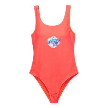 Buckelwal Aquarell - Frauen Badeanzug - Korallenrot - Vorne - AI Model Female 172 light (172cm)