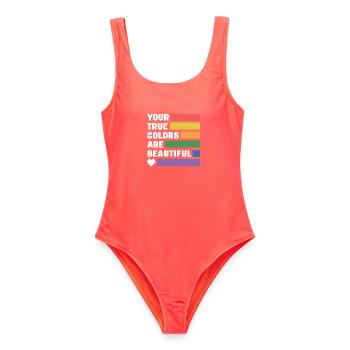 LGBT Pride Month - Your True Colors Are Beautiful - Women's Swimsuit - coral - Front - AI Model Female 172 light (172cm)