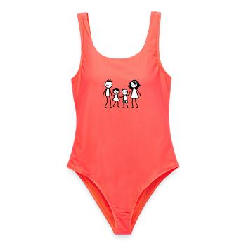 Famille - Maillot de bain femme - corail - Devant - AI Model Female 172 light (172cm)