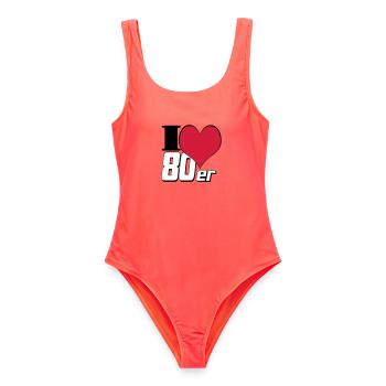 80s Party Retro Fun , Theme Party Shirt 80s (25) - Women's Swimsuit - coral - Front - AI Model Female 172 light (172cm)